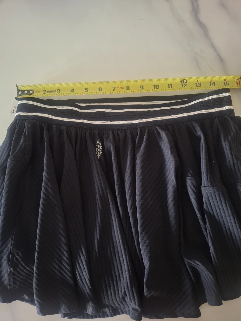 Free People NwtBlack Pleated Skirted Athletic Shorts with Striped Waistband